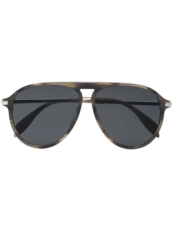 Alexander Mcqueen Eyewear Brown Aviator Sunglasses - Metallic
