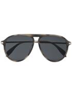 Alexander Mcqueen Eyewear Brown Aviator Sunglasses - Metallic