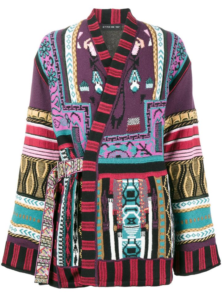 Etro Reversible Jacquard Patch Wrap Jacket - Multicolour