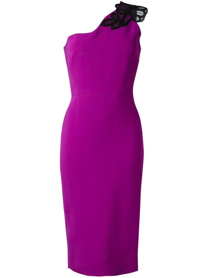 Victoria Beckham One Shoulder Midi Dress - Pink & Purple
