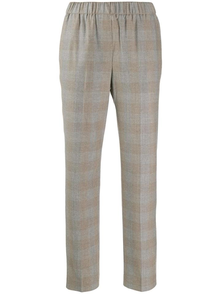 Peserico Checked Print Cropped Trousers - Neutrals