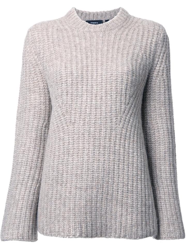 Theory Crew Neck Sweater, Women's, Size: Medium, Brown, Polyamide/wool/alpaca