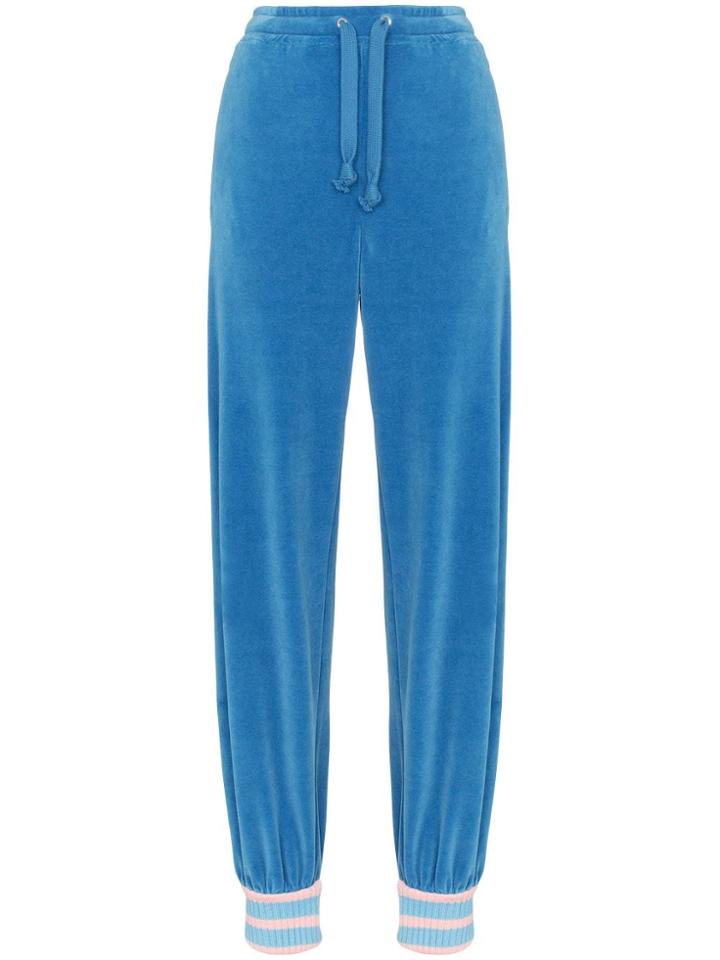 Gucci Tapered Velvet Track Pants - Blue