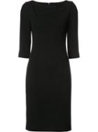 Carolina Herrera Boatneck Fitted Dress, Women's, Size: 2, Black, Silk/wool