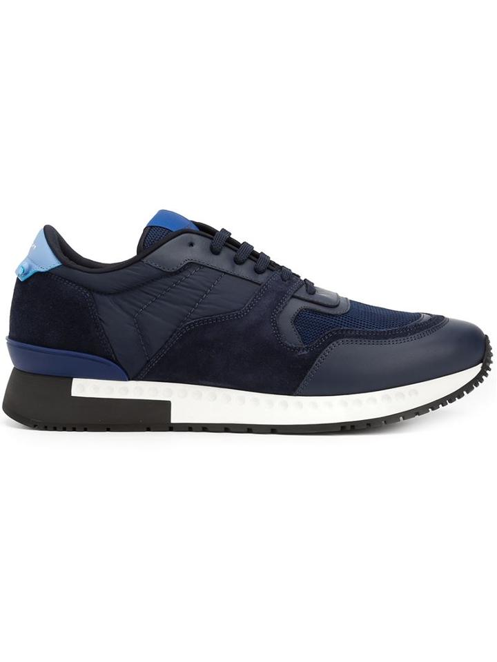 Givenchy Panelled Sneakers, Men's, Size: 43, Blue, Leather/polyester/leather