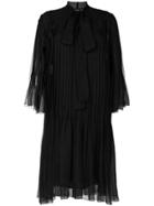 Rochas Pleated Tied Neck Dress - Black