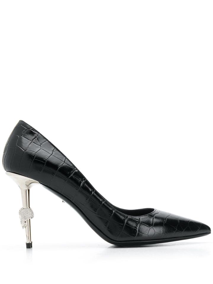 Philipp Plein Crocodile Effect Pumps - Black