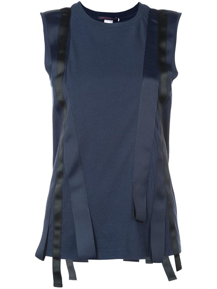 Harvey Faircloth Sleeveless Vertical Flyaway Stripe Tank - Blue