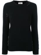 Saint Laurent Embellished Trim Grunge Jumper, Women's, Size: Small, Black, Cashmere/metal