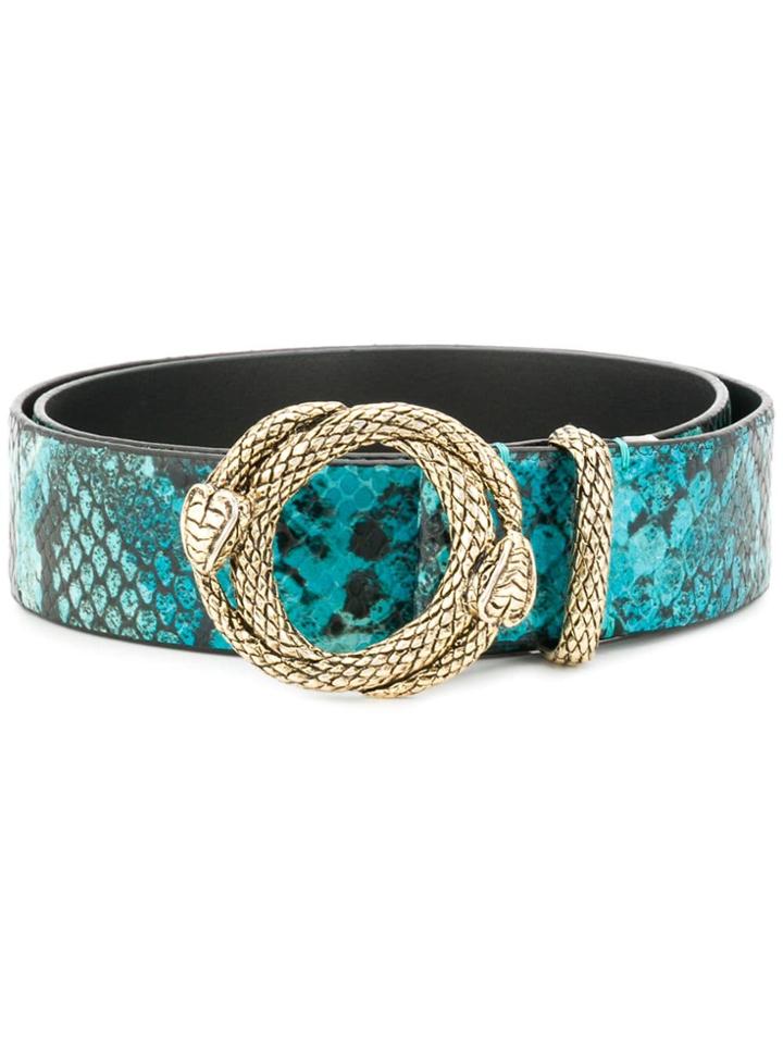 Just Cavalli Snakeskin Embossed Belt - Blue