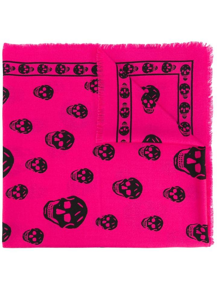 Alexander Mcqueen 'skull' Scarf, Women's, Pink/purple, Silk/wool