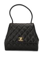 Chanel Pre-owned Diamond Quilted Cc Tote - Black