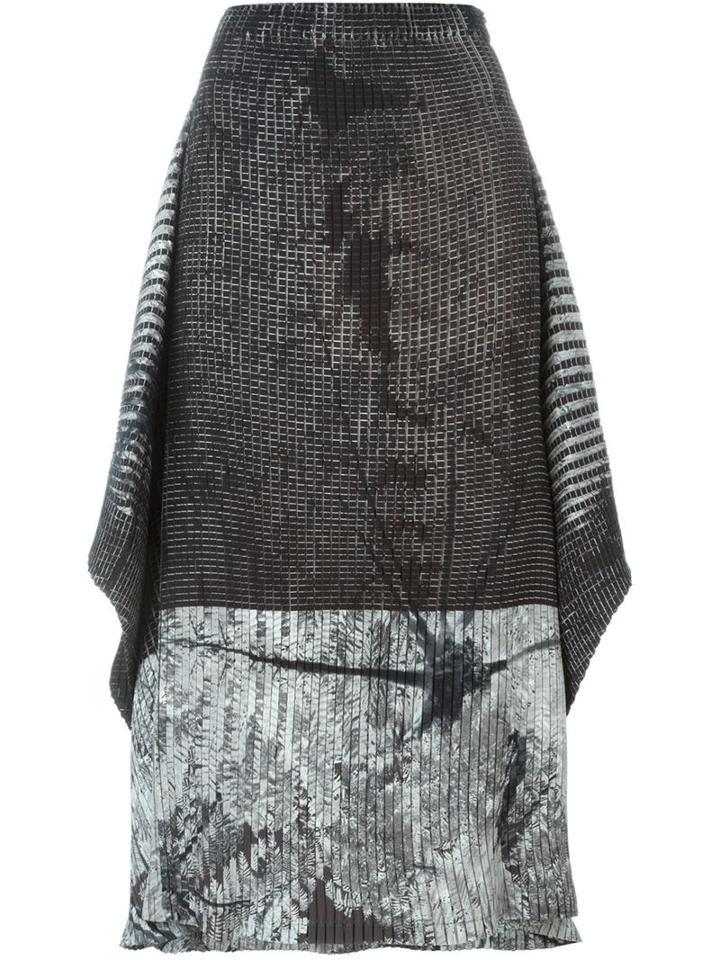 Issey Miyake Draped Pleated A-line Skirt, Women's, Size: 3, Grey, Polyester