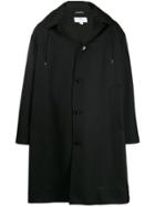 Oamc Zippered Hood Single Breasted Coat - Black