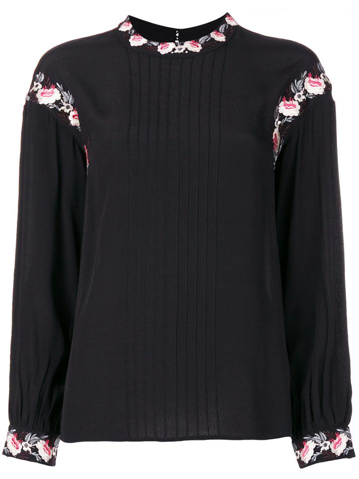 Steffen Schraut - Floral Embroidery Blouse - Women - Viscose - 36, Black, Viscose