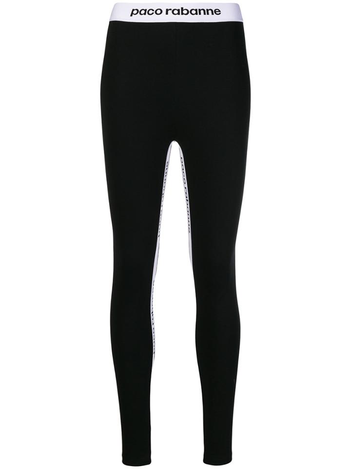 Paco Rabanne Logo Strap Sport Leggings - Black