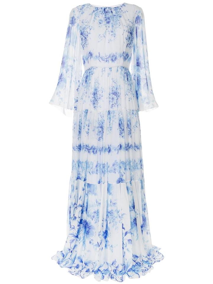 Ingie Paris Floral Print Pleated Dress - White