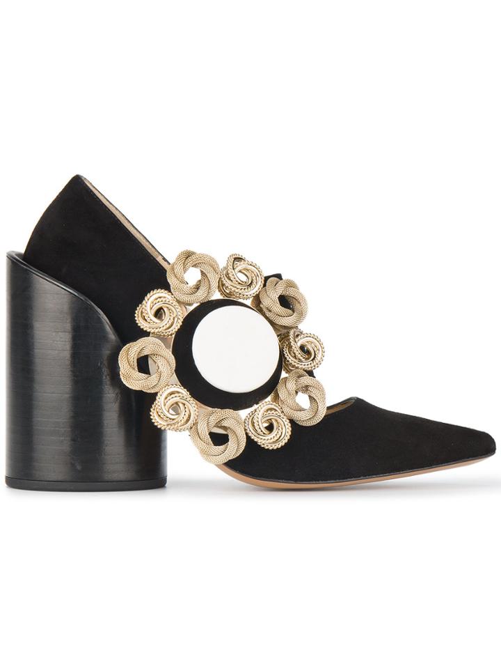Jacquemus Black Suede Buckle Les Chaussures Gros Bouton 110 Pumps