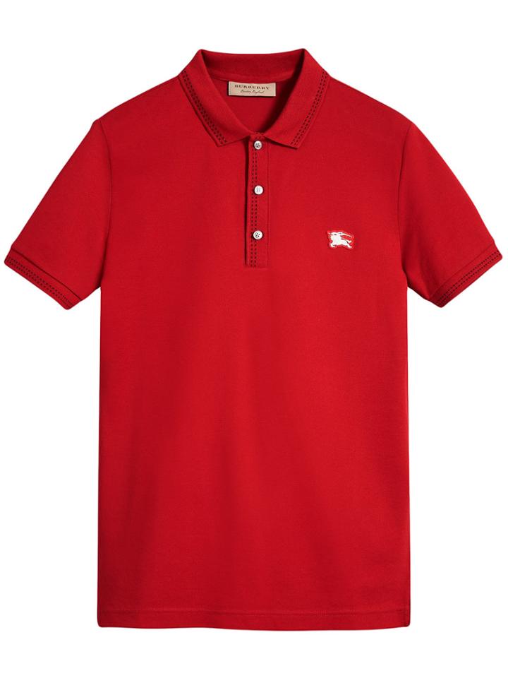 Burberry Cotton Piqué Polo Shirt - Red