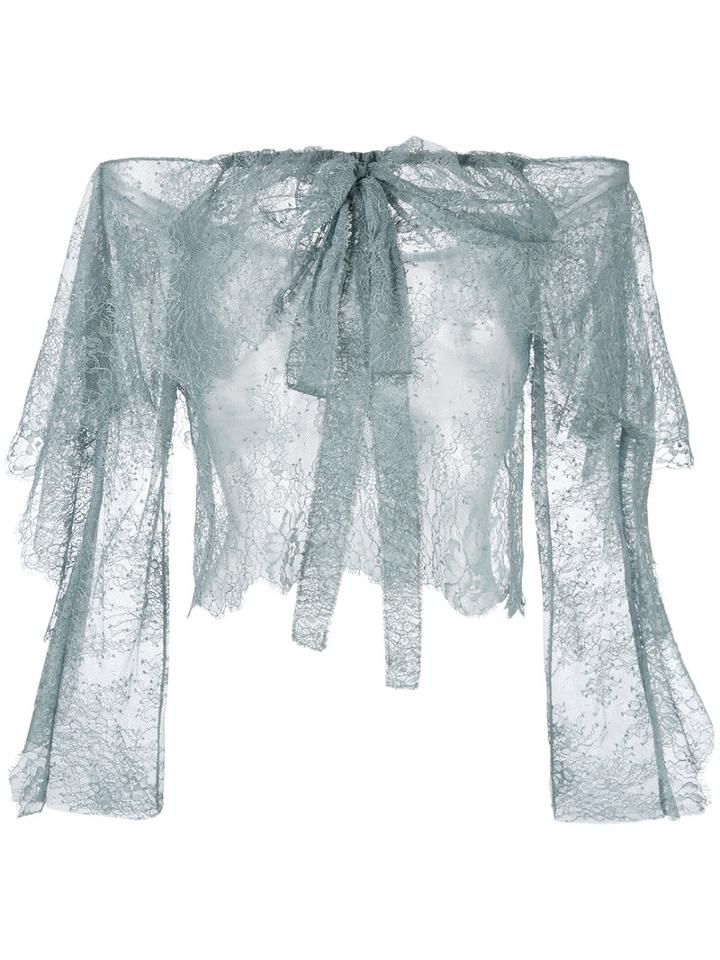 Philosophy Di Lorenzo Serafini Off-shoulder Lace Blouse, Women's, Size: 42, Blue, Polyamide