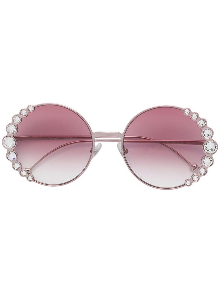 Fendi Eyewear Embellished Round Sunglasses - Pink