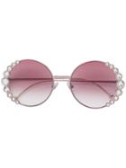 Fendi Eyewear Embellished Round Sunglasses - Pink