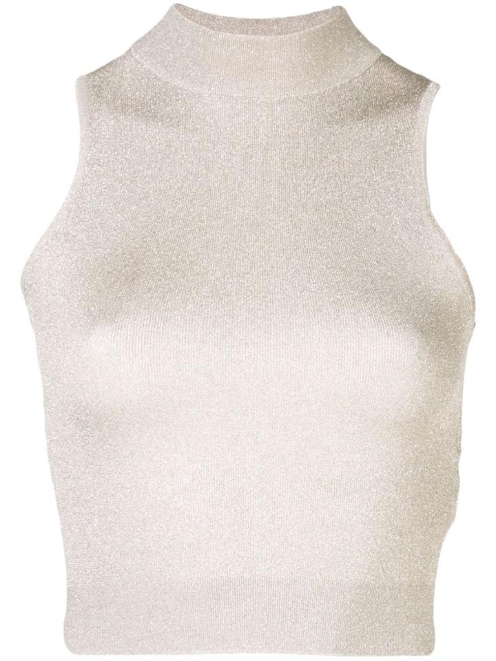Brunello Cucinelli Glitter Effect Cropped Top - Neutrals