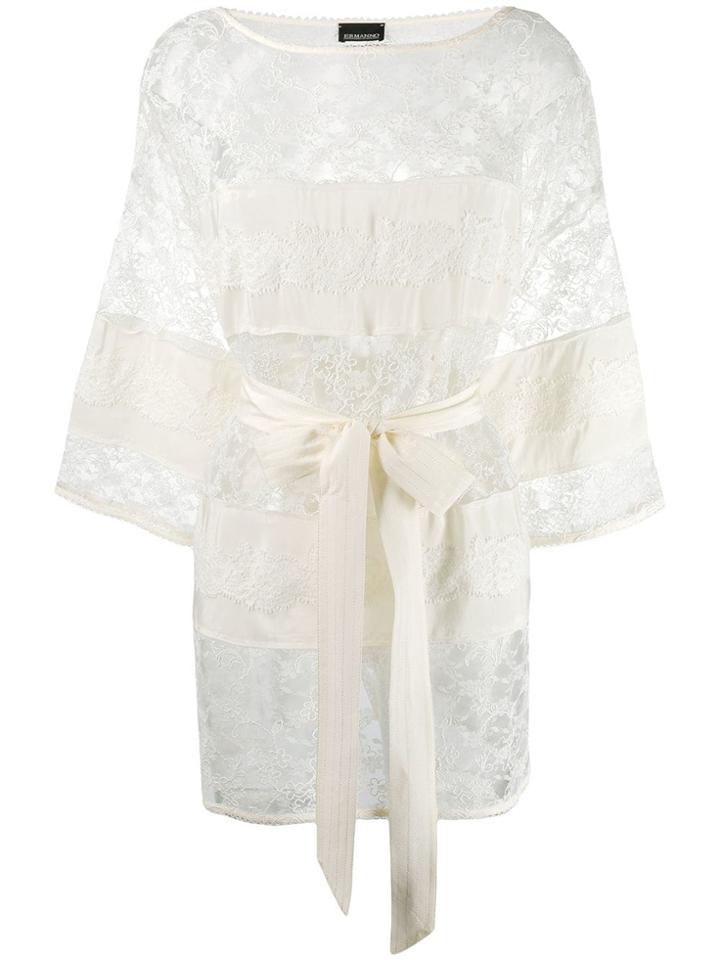 Ermanno Ermanno Floral Embroidered Sheer Tunic - White