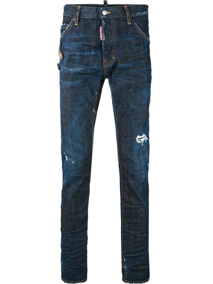 Dsquared2 Denim Pin Brooch Jeans - Blue