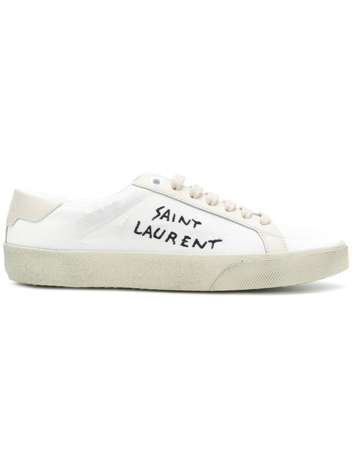 Saint Laurent Classic Court Logo Sneakers - Nude & Neutrals