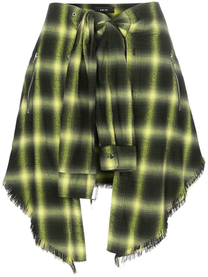 Amiri Tie-waist Check Skirt - Yellow