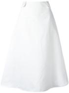 Marni Button Front Flared Midi Skirt, Women's, Size: 42, White, Cotton/linen/flax