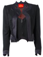 Vivienne Westwood - Layered Zip Cropped Jacket - Women - Polyester/spandex/elastane/acetate/virgin Wool - 40, Black, Polyester/spandex/elastane/acetate/virgin Wool