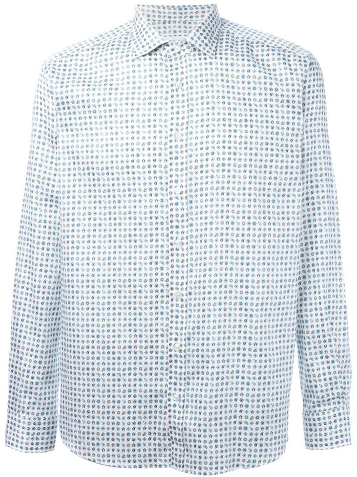 Etro Micro Paisley Print Shirt, Men's, Size: L, Green, Cotton