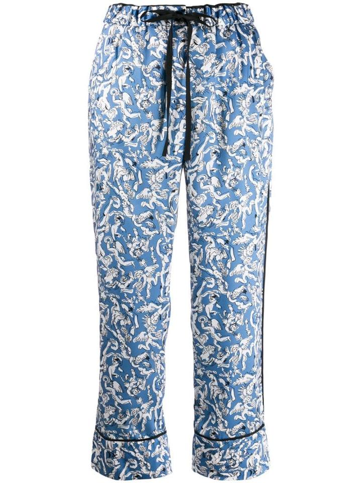 Victoria Victoria Beckham Printed Cropped Trousers - Blue