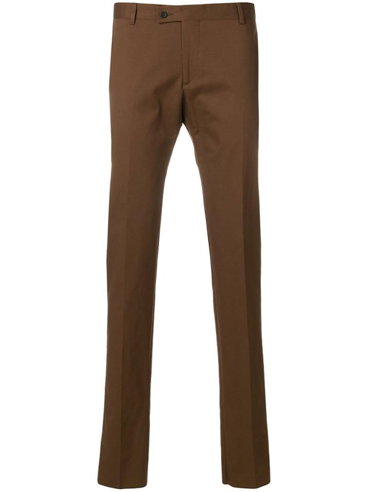 Tonello Creased Slim Fit Trousers - Brown