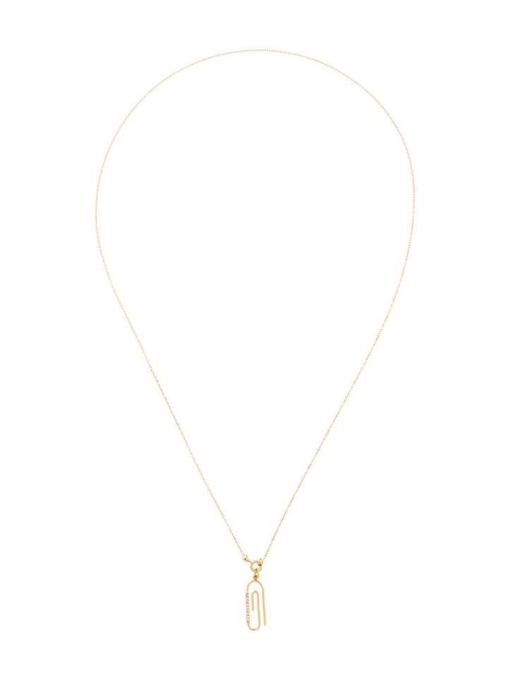 Aurelie Bidermann 'paperclip' Diamond Pendant, Women's, Metallic