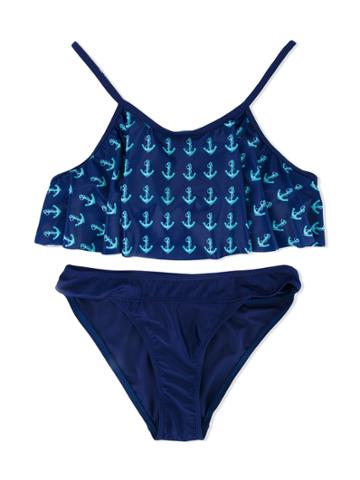Duskii Girl Abby Frill Crop Bikini Set - Blue