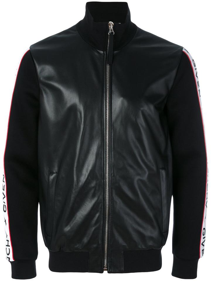 Givenchy - Logo Stripe Bomber Jacket - Men - Lamb Skin/polyester/spandex/elastane/viscose - 46, Black, Lamb Skin/polyester/spandex/elastane/viscose