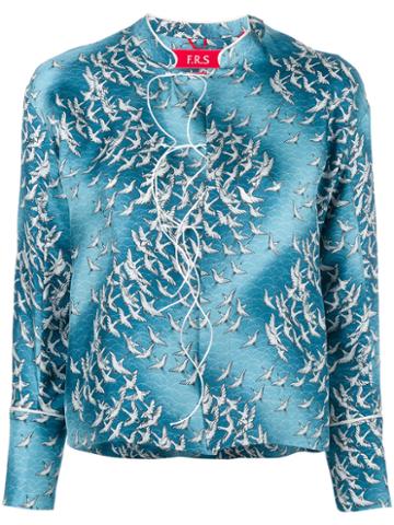 For Restless Sleepers Estia Pijama Blouse, Women's, Size: Medium, Blue, Silk