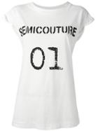 Erika Cavallini 'semicouture' Logo T-shirt, Women's, Size: Small, White, Cotton