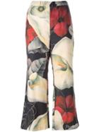 Ermanno Gallamini Cropped Floral Print Trousers, Women's, Size: Small, Silk/virgin Wool