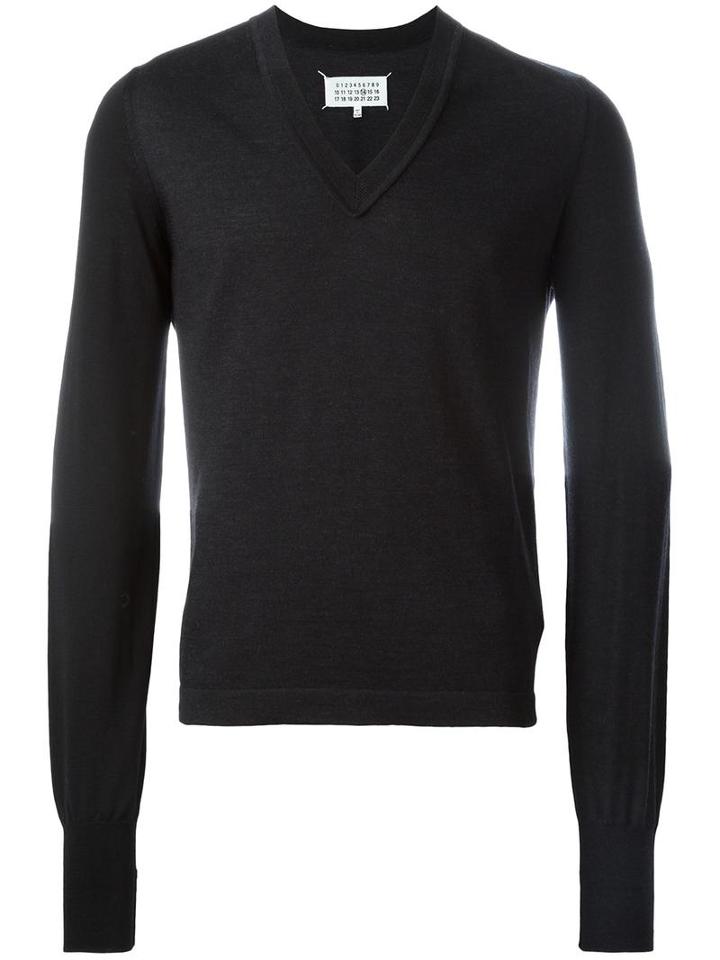 Maison Margiela Colour Block Sweater, Men's, Size: Medium, Black, Wool