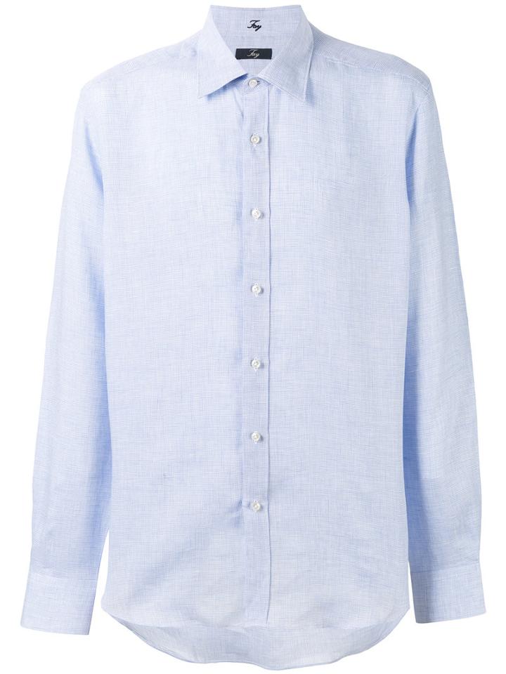 Fay - Classic Shirt - Men - Linen/flax - 42, Blue, Linen/flax