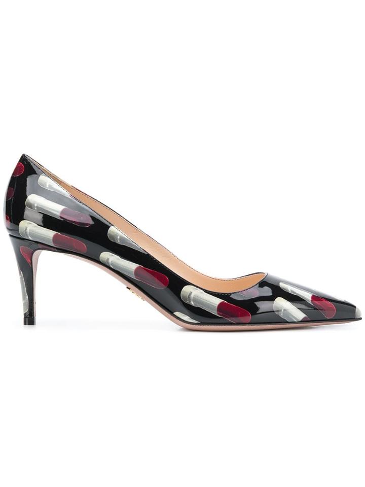 Prada Lipstick-print Pumps - Black