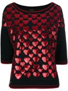 Philipp Plein Sequin Heart Top - Black