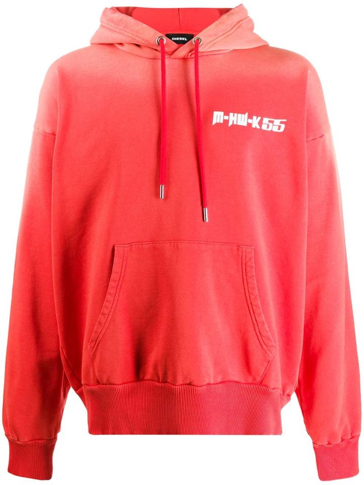 Diesel Logo Print Hoodie - Orange