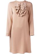 No21 Scalloped Bib Shift Dress, Women's, Size: 42, Nude/neutrals, Viscose/spandex/elastane
