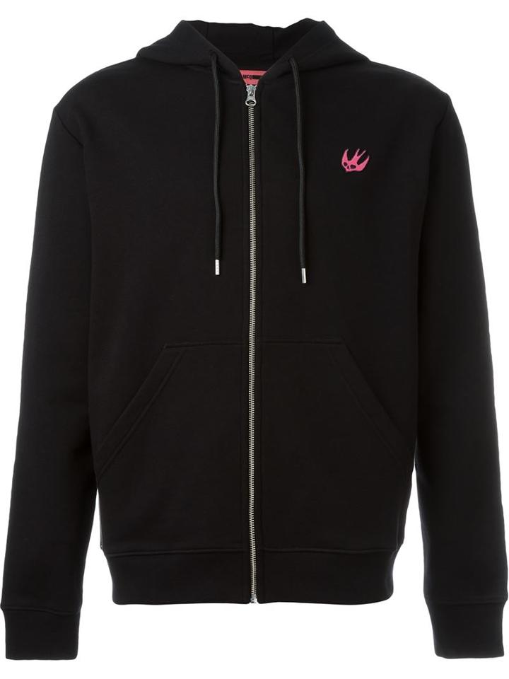 Mcq Alexander Mcqueen 'swallow' Zipped Hoodie, Men's, Size: Small, Black, Cotton/polyester