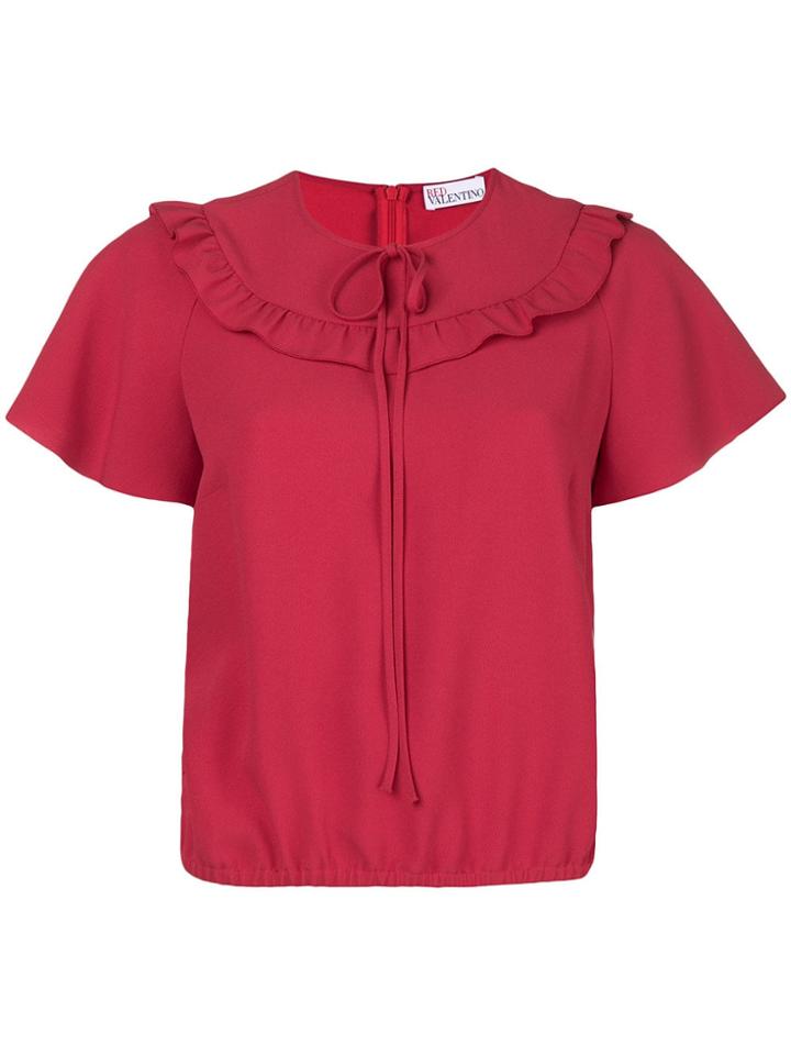 Red Valentino Ruffle Short-sleeve Blouse